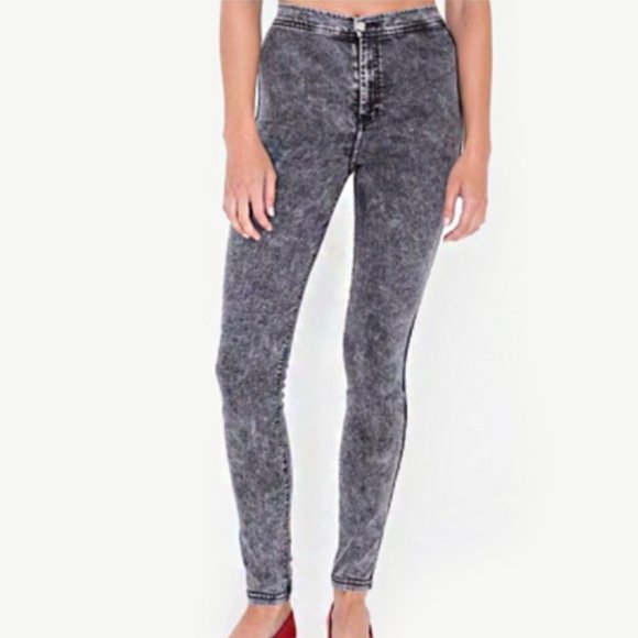 American Apparel Black Acid Wash Easy Jeggings Jeans M - Picture 1 of 6